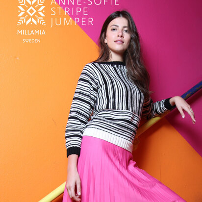 Anne-Sofie Stripe Sweater - Knitting Pattern For Women in MillaMia Naturally Soft Merino