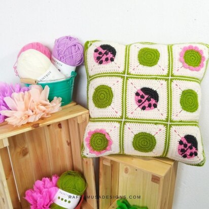 Ladybug Granny Square Pillow