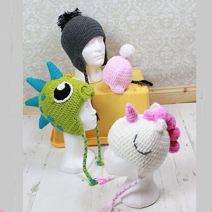 Crochet pattern Unicorn & Dinosaur Hat UK & USA Terms #361