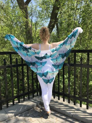 Blue Butterflies Shawl