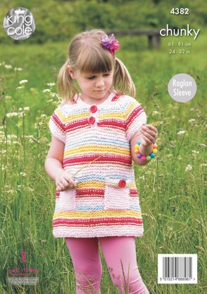 Dress, Cardigan, Hat and Scarf in King Cole Chunky - 4382 - Downloadable PDF