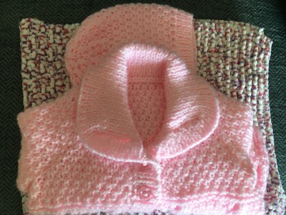 Halle’s pink jacket and hat set