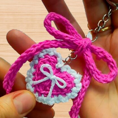 Heart & Bow Keyring Pattern PDF + Video Tutorial | Amigurumi DIY Accessory