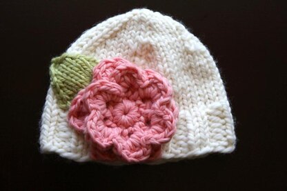 Bulky Knit Hat with Flower