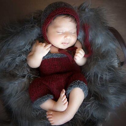 Newborn Knit Bonnet and Overalls