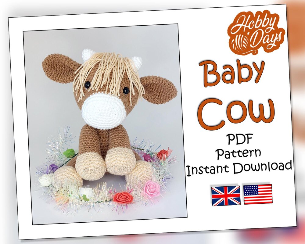 Highland Cow Large Crochet Kit. Includes Pattern, Yarn, Eyes Etc