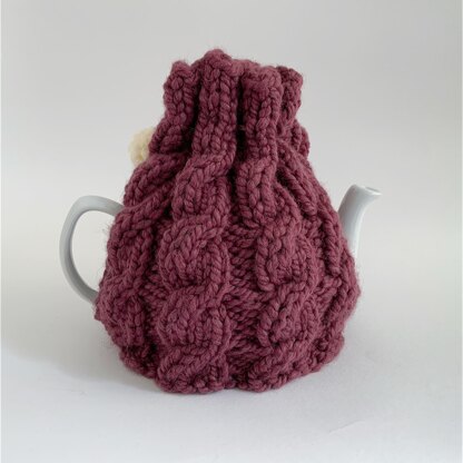 'Cables and Pompoms' Tea Cosy