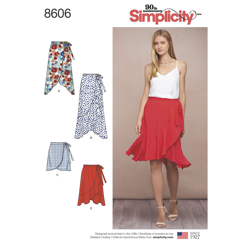 Simplicity 8606 Women's Wrap Skirt in Four Lengths - Sewing