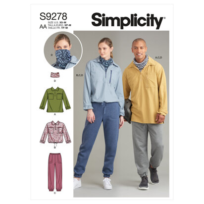 Simplicity Unisex Tops In Two Lengths, Pants & Neckpiece S9278 - Sewing Pattern