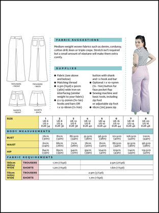 Tilly And The Buttons Jessa Trousers and Shorts Sewing Pattern 1025 - Paper Pattern, Size UK 6-20 / EUR 34-48