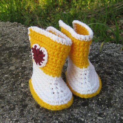 Yellow baby booties