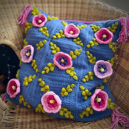 Jolly Hollyhocks cushion