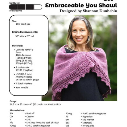 Embraceable You Shawl in Cascade Yarns Eco+ - A360 - Downloadable PDF