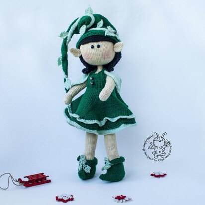 Elf  doll knitted flat