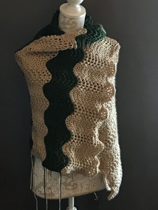 Knit Wavy Chevron Lace Shawl