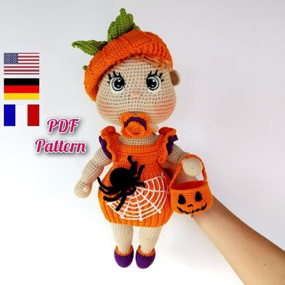 Halloween Lulu Doll Crochet Amigurumi Doll Base pattern, Crochet baby doll pattern (English, Deutsch, Français)