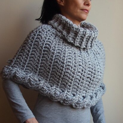 Very Winter Cable crochet poncho cape