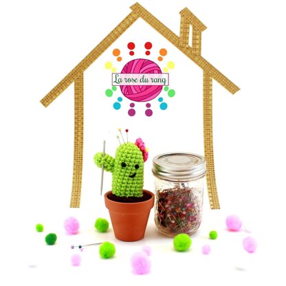 Cactus  jar topper pin cushion