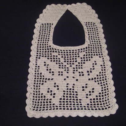 Filet Crochet Bib - Butterfly