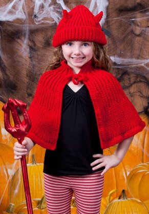 Little Devil Hat & Cape in Red Heart Super Saver Economy Solids - LW2841