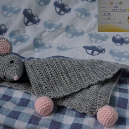 Amigurumi Häkelanleitung Schnuffeltuch Maus Leo ♥