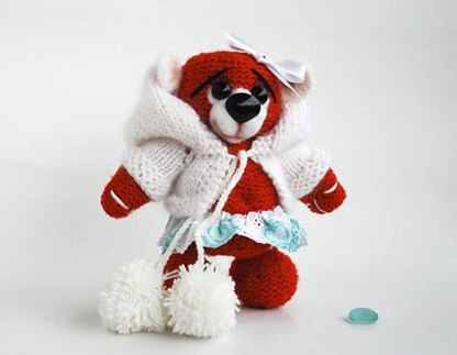 Winter Cherry Teddy bear with felted nose
