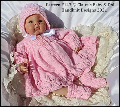 Leafy Lace Matinee Set for 16-22 inch doll (preemie-3m+ baby)