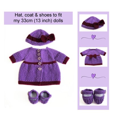 Dolls coat set knitting pattern - 19114