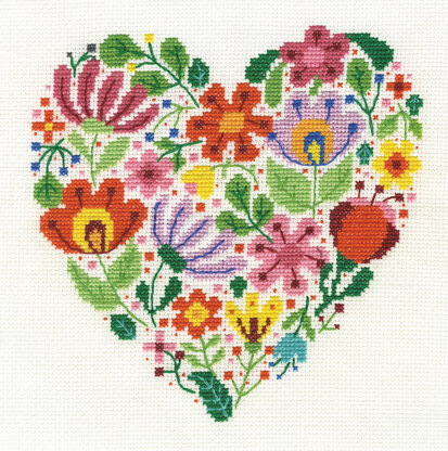 DMC Bouquet of Love 14 Count Cross Stitch Kit - 17.8cm x 17.8cm