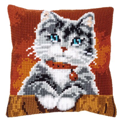 Vervaco Cat With Collar Cross Stitch Cushion Kit - 40 x 40 cm