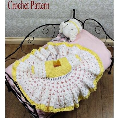 Crochet Pattern baby dress and hat UK & USA Terms #15