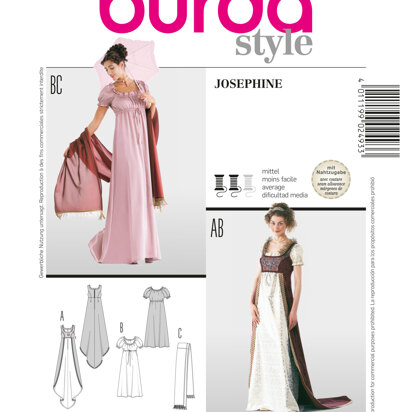 Burda Style Josephine Costume Sewing Pattern B2493 - Paper Pattern, Size ONE SIZE