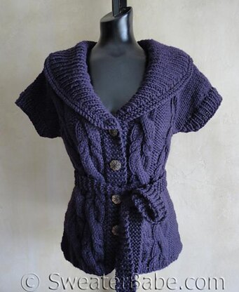 #118 Fitted Cabled Shawl-Collared Vest