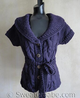 #118 Fitted Cabled Shawl-Collared Vest