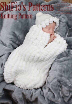 Knitting Pattern baby pompom cocoon UK & USA Terms #203