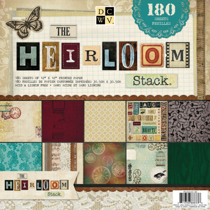 American Crafts DCWV Single-Sided Cardstock Stack 12"X12" 180/Pkg - Heirloom, 60 Designs/3 Each