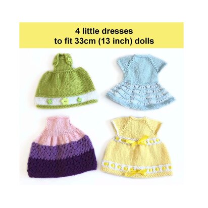 4 dolls dresses knitting pattern 19103