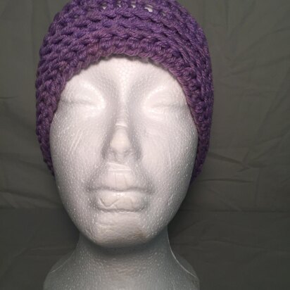 Crocheted Purple Waves Messy Bun Hat