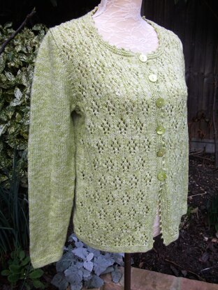 Cardigan with Alternating Lacy Medallions