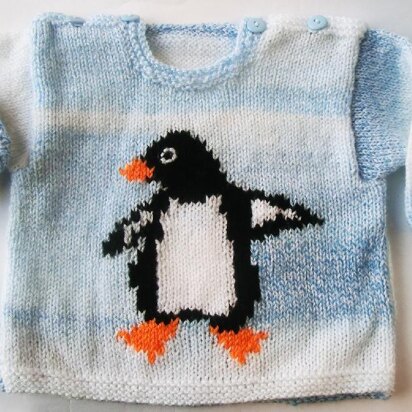 Baby Sweater with Penguin Motif