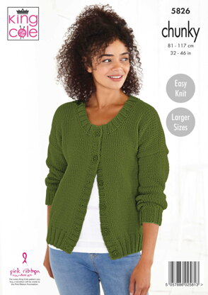 Sweater and Cardigan Knitted in King Cole Ultra Soft Chunky - 5826 - Downloadable PDF