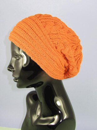 Rib Band Cable Slouch Hat