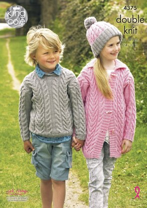 Sweater, Cardigan & Hat in King Cole DK - 4375 - Downloadable PDF