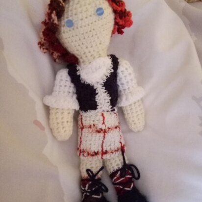 Tartan highland dance crochet doll