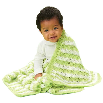 Textured Stripes Crochet Blanket in Caron Simply Baby - Downloadable PDF