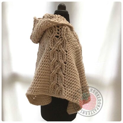 Milena Twist Cable Hooded Poncho