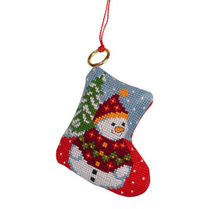 Permin Fir & Snowman Ornament Cross Stitch Kit - 7cm x 8cm