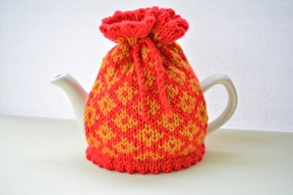 Diamond Fair Isle 2 Cup Teapot Cosy Knitting Pattern