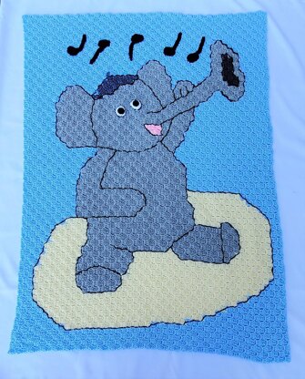 Miles the Elephant C2C Blanket