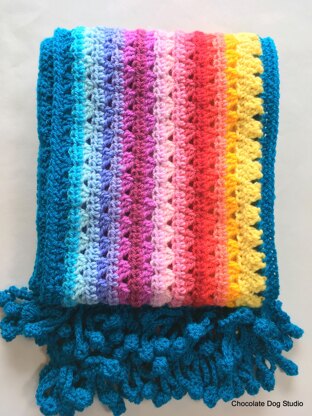 Rainbow Crochet Striped Scarf- The Denver Scarf